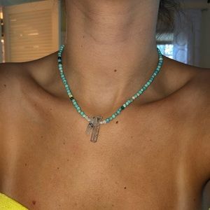Blue choker with crystal detail